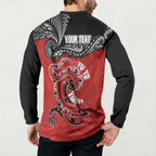 Personalised Aotearoa Toitu Te Tiriti Button Sweatshirt Taniwha Tribal Motifs