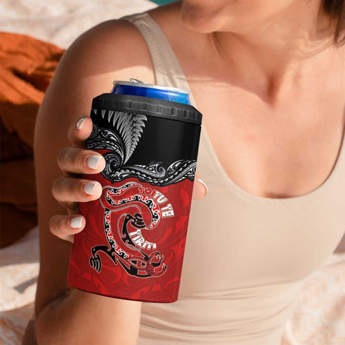 Aotearoa Toitu Te Tiriti 4 in 1 Can Cooler Tumbler Taniwha Tribal Motifs