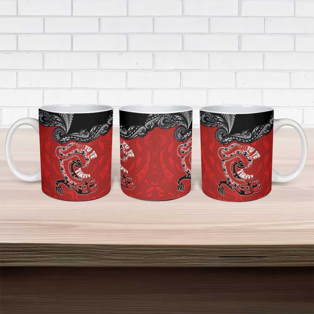 Aotearoa Toitu Te Tiriti Ceramic Mug Taniwha Tribal Motifs