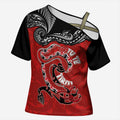 Personalised Aotearoa Toitu Te Tiriti Cross Shoulder Shirt Taniwha Tribal Motifs