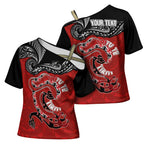 Personalised Aotearoa Toitu Te Tiriti Cross Shoulder Shirt Taniwha Tribal Motifs