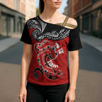Personalised Aotearoa Toitu Te Tiriti Cross Shoulder Shirt Taniwha Tribal Motifs