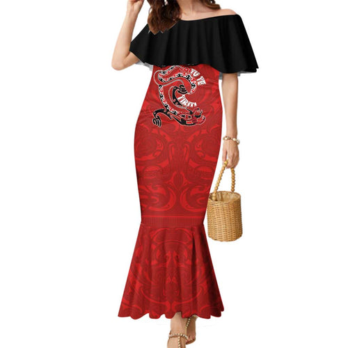 Personalised Aotearoa Toitu Te Tiriti Family Matching Mermaid Dress and Hawaiian Shirt Taniwha Tribal Motifs