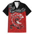 Personalised Aotearoa Toitu Te Tiriti Family Matching Off Shoulder Maxi Dress and Hawaiian Shirt Taniwha Tribal Motifs