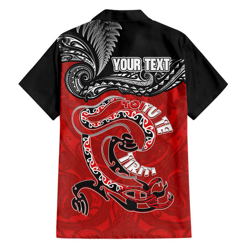 Personalised Aotearoa Toitu Te Tiriti Family Matching Off Shoulder Maxi Dress and Hawaiian Shirt Taniwha Tribal Motifs