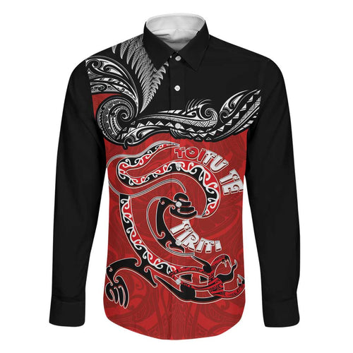 Personalised Aotearoa Toitu Te Tiriti Family Matching Puletasi and Hawaiian Shirt Taniwha Tribal Motifs