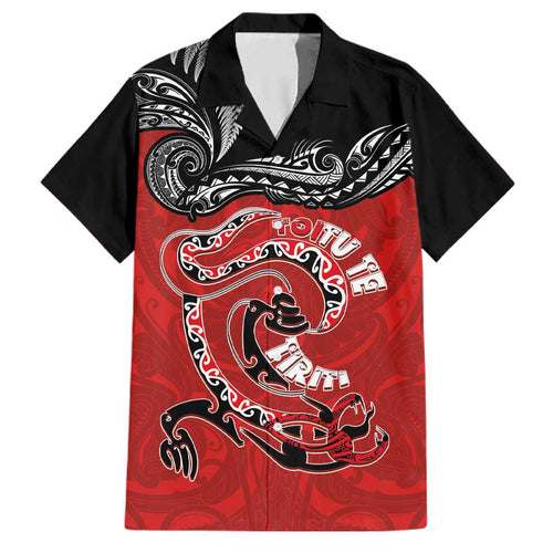 Personalised Aotearoa Toitu Te Tiriti Family Matching Short Sleeve Bodycon Dress and Hawaiian Shirt Taniwha Tribal Motifs