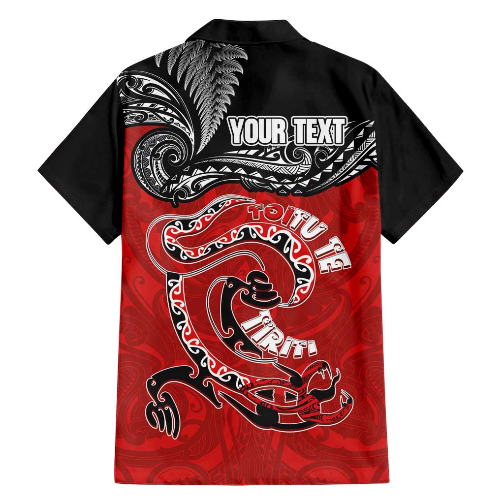 Personalised Aotearoa Toitu Te Tiriti Family Matching Short Sleeve Bodycon Dress and Hawaiian Shirt Taniwha Tribal Motifs