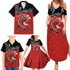 Personalised Aotearoa Toitu Te Tiriti Family Matching Summer Maxi Dress and Hawaiian Shirt Taniwha Tribal Motifs