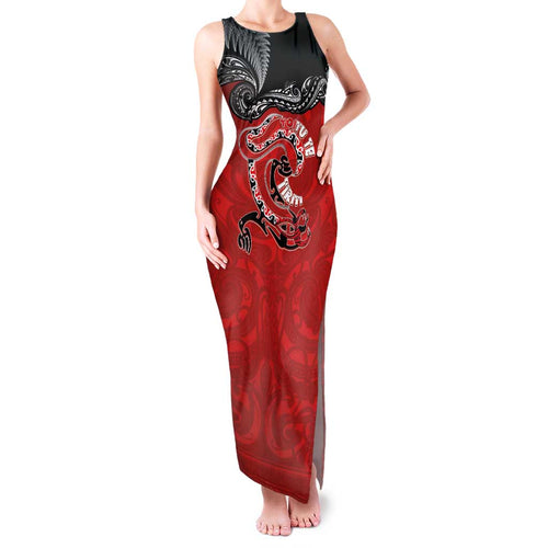 Personalised Aotearoa Toitu Te Tiriti Family Matching Tank Maxi Dress and Hawaiian Shirt Taniwha Tribal Motifs
