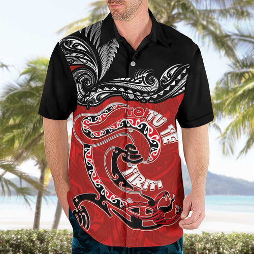 Personalised Aotearoa Toitu Te Tiriti Hawaiian Shirt Taniwha Tribal Motifs