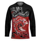 Personalised Aotearoa Toitu Te Tiriti Hockey Jersey Taniwha Tribal Motifs