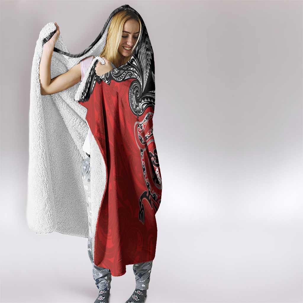 Aotearoa Toitu Te Tiriti Hooded Blanket Taniwha Tribal Motifs