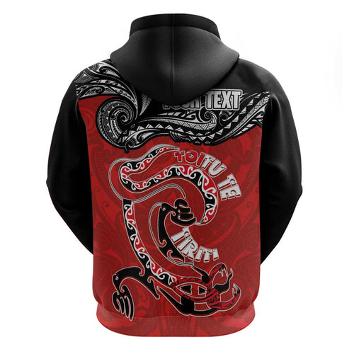 Personalised Aotearoa Toitu Te Tiriti Hoodie Taniwha Tribal Motifs