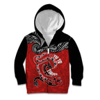 Personalised Aotearoa Toitu Te Tiriti Kid Hoodie Taniwha Tribal Motifs