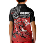 Personalised Aotearoa Toitu Te Tiriti Kid Polo Shirt Taniwha Tribal Motifs