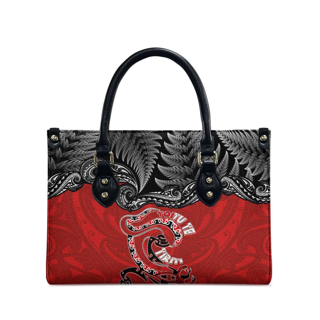Aotearoa Toitu Te Tiriti Leather Bag Taniwha Tribal Motifs