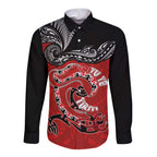 Personalised Aotearoa Toitu Te Tiriti Long Sleeve Button Shirt Taniwha Tribal Motifs