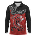 Personalised Aotearoa Toitu Te Tiriti Long Sleeve Polo Shirt Taniwha Tribal Motifs
