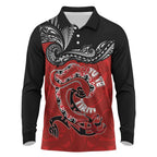 Personalised Aotearoa Toitu Te Tiriti Long Sleeve Polo Shirt Taniwha Tribal Motifs