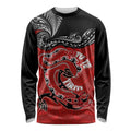 Personalised Aotearoa Toitu Te Tiriti Long Sleeve Shirt Taniwha Tribal Motifs