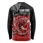 Personalised Aotearoa Toitu Te Tiriti Long Sleeve Shirt Taniwha Tribal Motifs