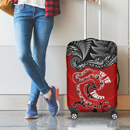 Aotearoa Toitu Te Tiriti Luggage Cover Taniwha Tribal Motifs