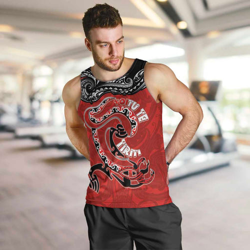 Personalised Aotearoa Toitu Te Tiriti Men Tank Top Taniwha Tribal Motifs