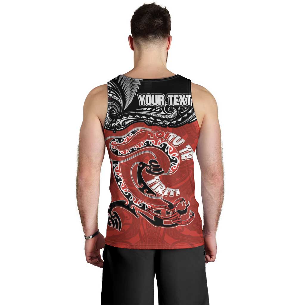 Personalised Aotearoa Toitu Te Tiriti Men Tank Top Taniwha Tribal Motifs