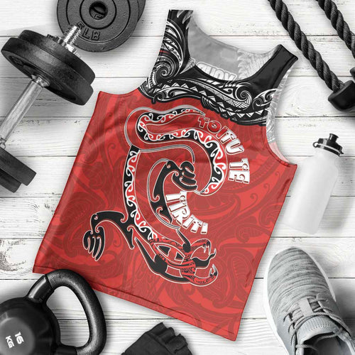 Personalised Aotearoa Toitu Te Tiriti Men Tank Top Taniwha Tribal Motifs