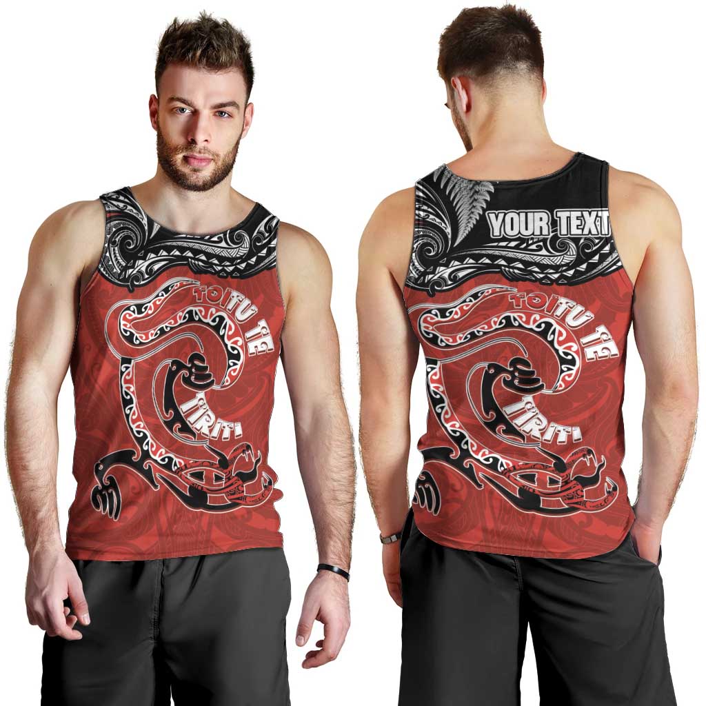 Personalised Aotearoa Toitu Te Tiriti Men Tank Top Taniwha Tribal Motifs