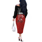 Personalised Aotearoa Toitu Te Tiriti Off The Shoulder Long Sleeve Dress Taniwha Tribal Motifs