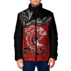 Personalised Aotearoa Toitu Te Tiriti Padded Jacket Taniwha Tribal Motifs
