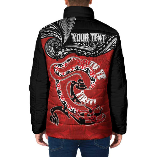 Personalised Aotearoa Toitu Te Tiriti Padded Jacket Taniwha Tribal Motifs