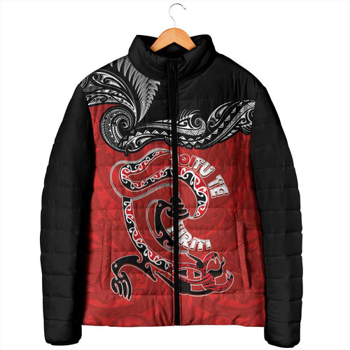 Personalised Aotearoa Toitu Te Tiriti Padded Jacket Taniwha Tribal Motifs