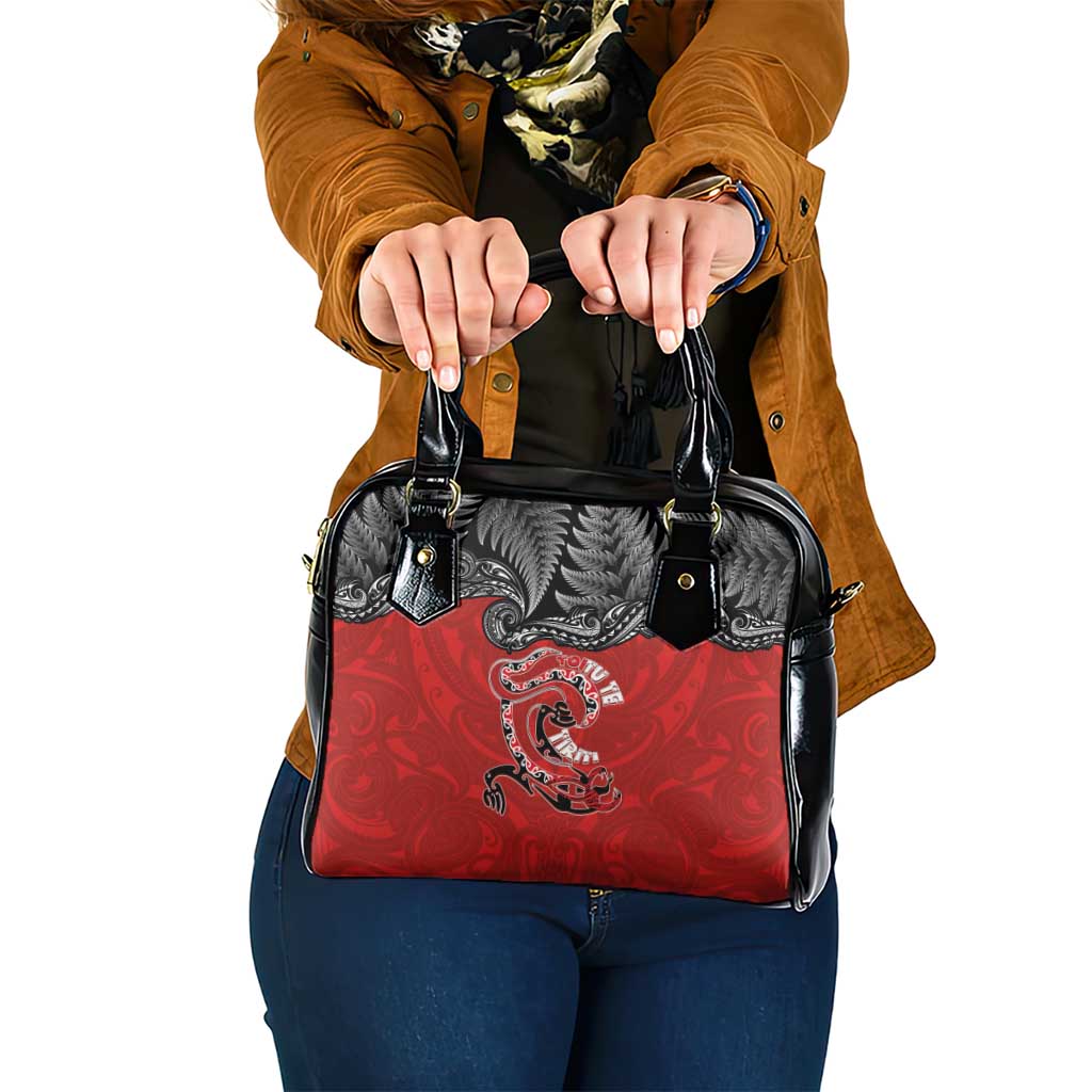Aotearoa Toitu Te Tiriti Shoulder Handbag Taniwha Tribal Motifs