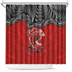 Aotearoa Toitu Te Tiriti Shower Curtain Taniwha Tribal Motifs