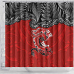 Aotearoa Toitu Te Tiriti Shower Curtain Taniwha Tribal Motifs