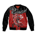 Personalised Aotearoa Toitu Te Tiriti Sleeve Zip Bomber Jacket Taniwha Tribal Motifs