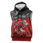 Personalised Aotearoa Toitu Te Tiriti Sleeveless Hoodie Taniwha Tribal Motifs