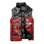 Personalised Aotearoa Toitu Te Tiriti Sleeveless Puffer Jacket Taniwha Tribal Motifs