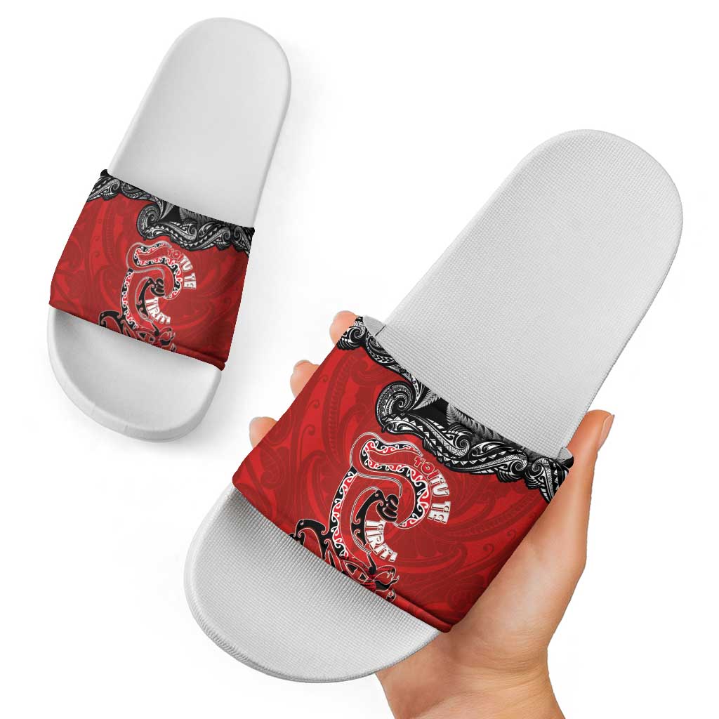 Aotearoa Toitu Te Tiriti Slide Sandals Taniwha Tribal Motifs