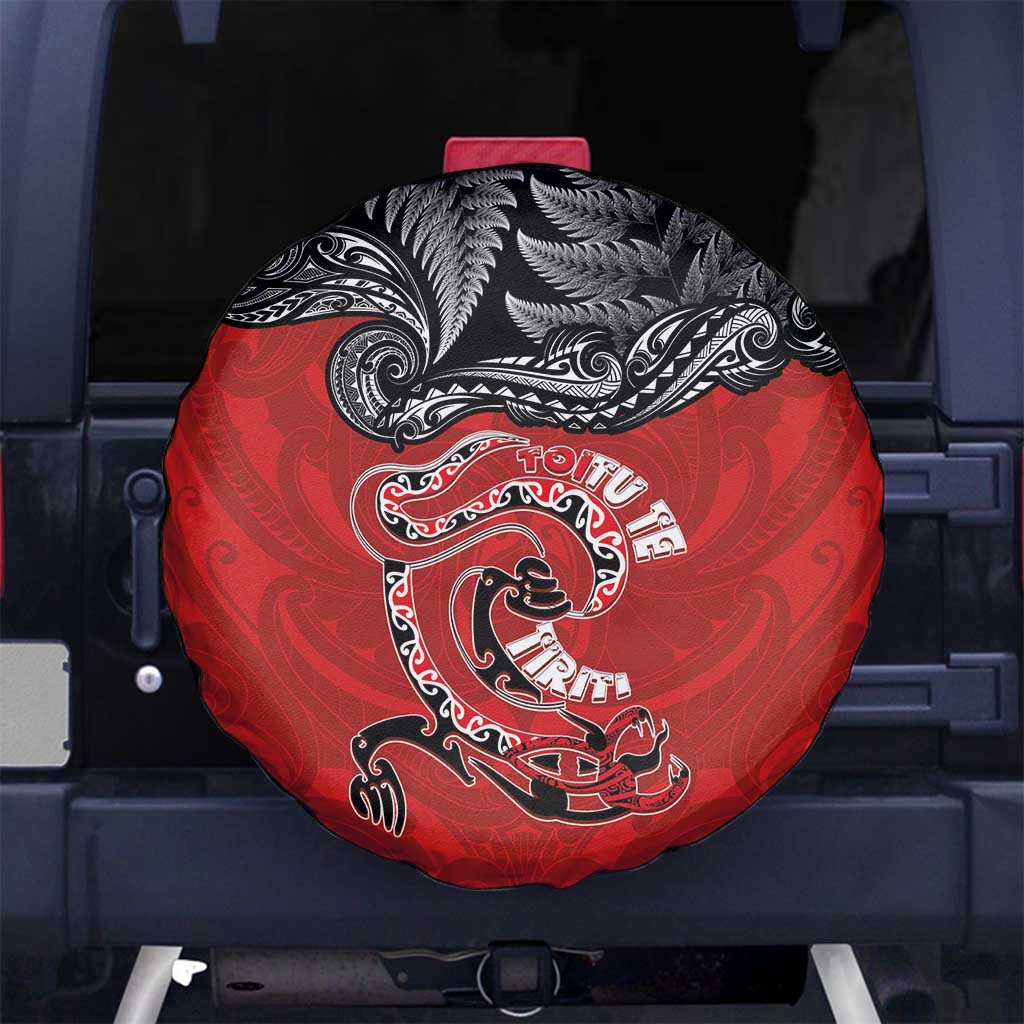 Aotearoa Toitu Te Tiriti Spare Tire Cover Taniwha Tribal Motifs