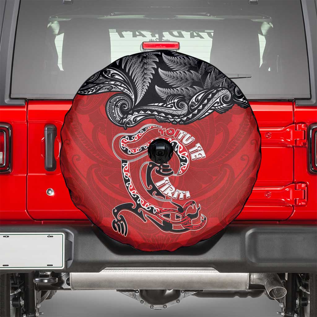 Aotearoa Toitu Te Tiriti Spare Tire Cover Taniwha Tribal Motifs