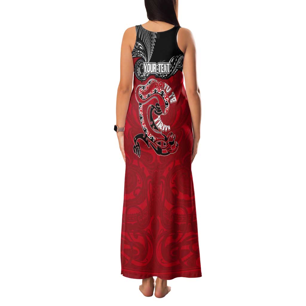 Personalised Aotearoa Toitu Te Tiriti Tank Maxi Dress Taniwha Tribal Motifs