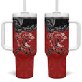 Aotearoa Toitu Te Tiriti Tumbler With Handle Taniwha Tribal Motifs