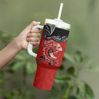 Aotearoa Toitu Te Tiriti Tumbler With Handle Taniwha Tribal Motifs