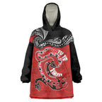 Personalised Aotearoa Toitu Te Tiriti Wearable Blanket Hoodie Taniwha Tribal Motifs