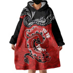 Personalised Aotearoa Toitu Te Tiriti Wearable Blanket Hoodie Taniwha Tribal Motifs