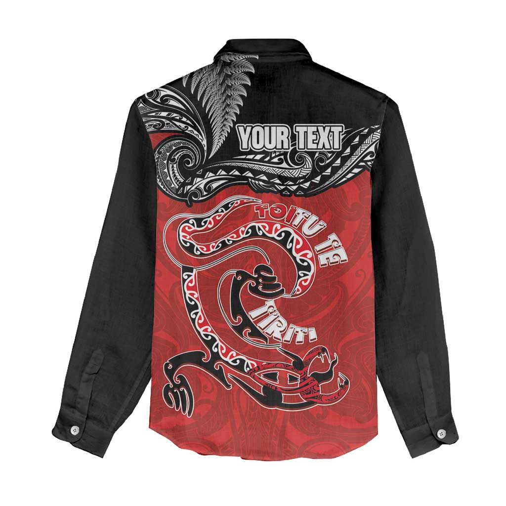 Personalised Aotearoa Toitu Te Tiriti Women Casual Shirt Taniwha Tribal Motifs